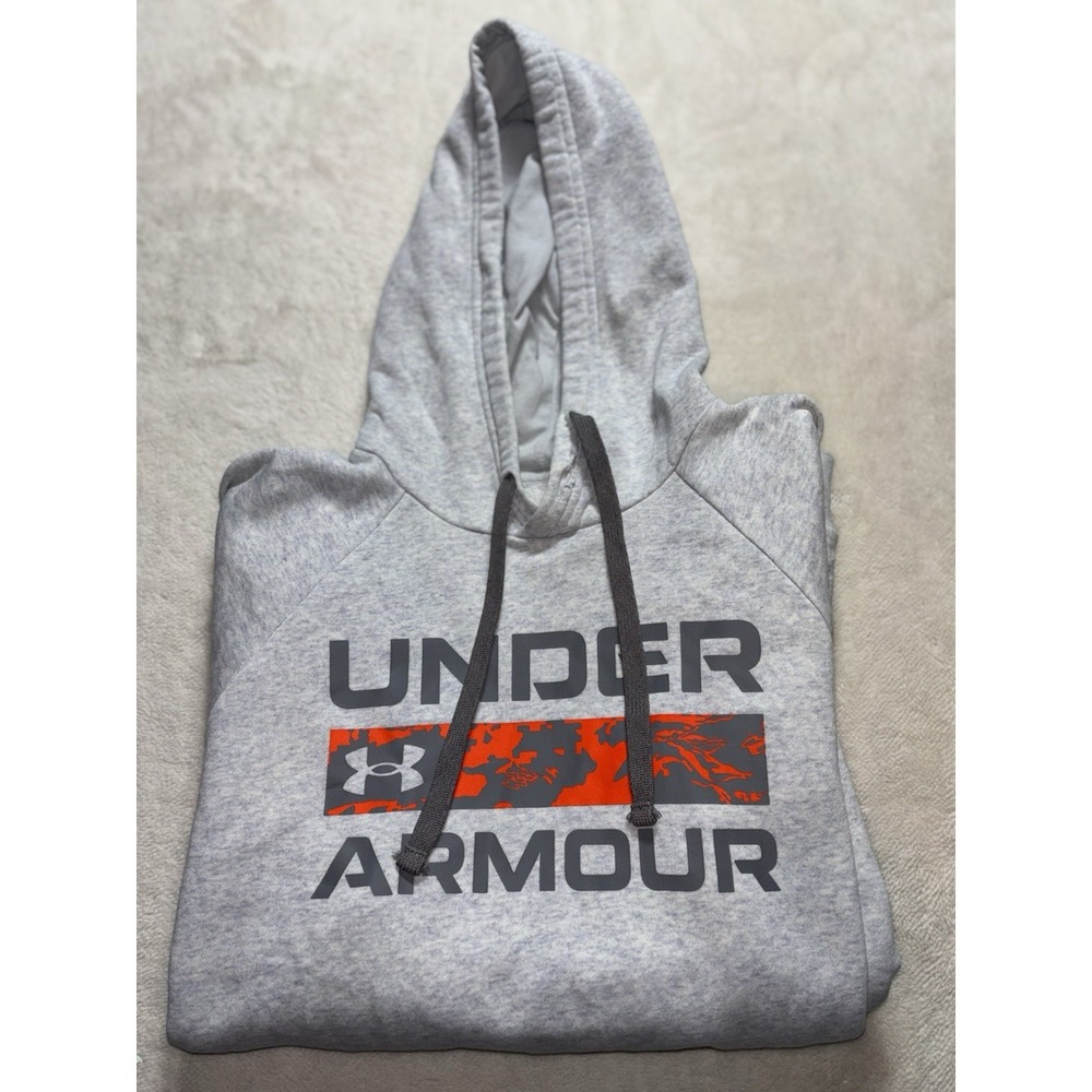 Under Armour Orange Camo Strip Hoodie Sweatshirt Size M Loose Fit - Picture 8 of 8